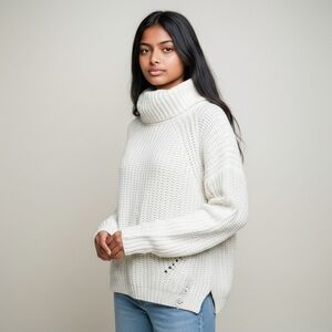 moon & madison Cream Ribbed Turtleneck Sweater